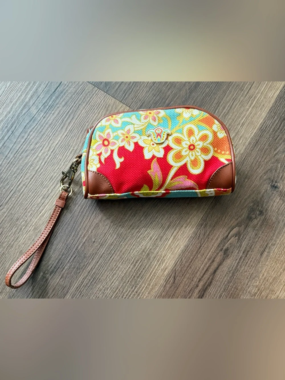 Spartina Red Canvas Wristlet Clutch